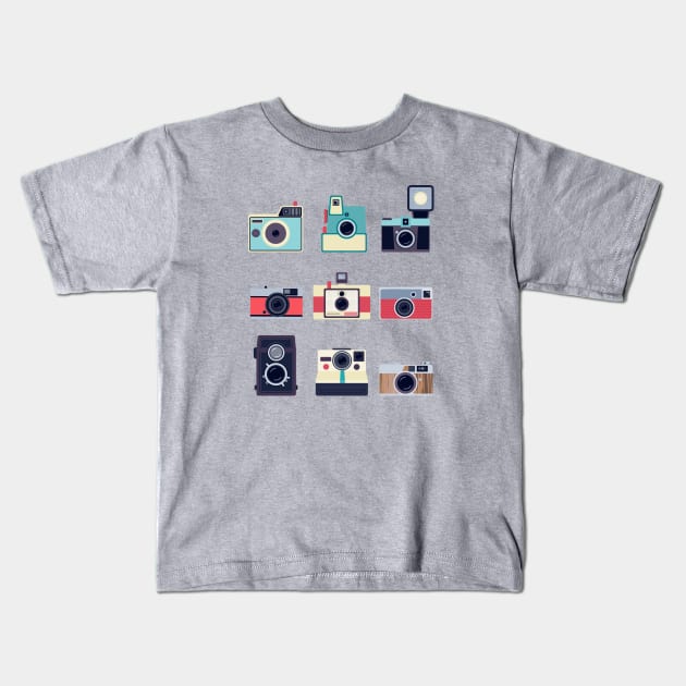 Vintage Camera Kids T-Shirt by equilebro